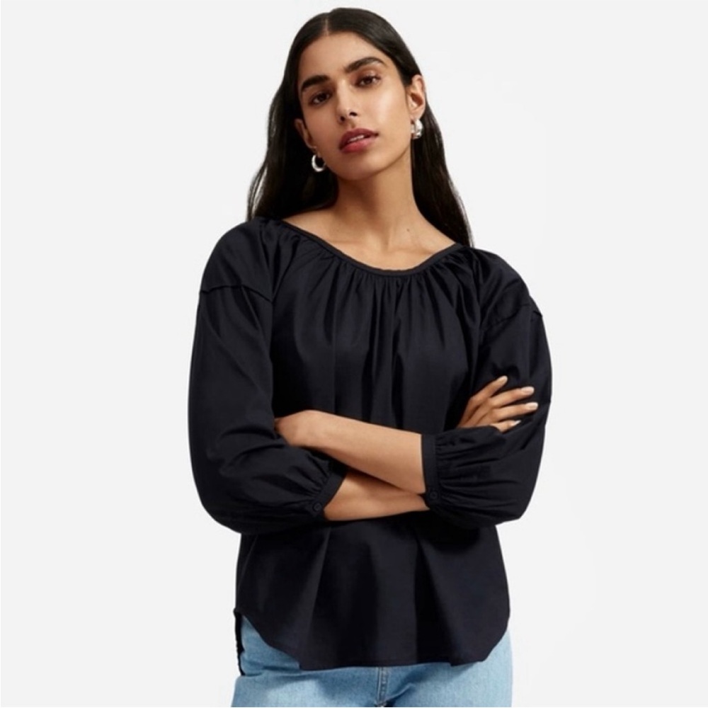 Everlane Ruched Air Blouse in Black
